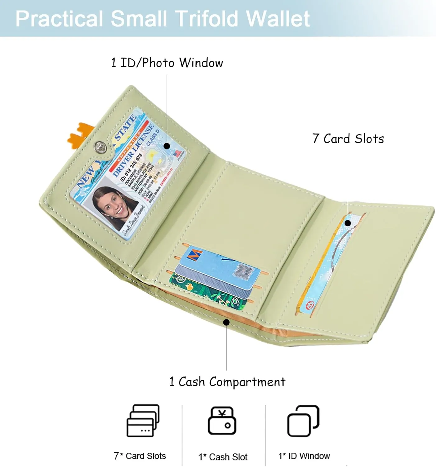 Sunwel Fashion Girls Cute 3D Duck Mini Folding Wallet Tiny Wallet Cash Pocket Card Holder ID Window Purse for Women