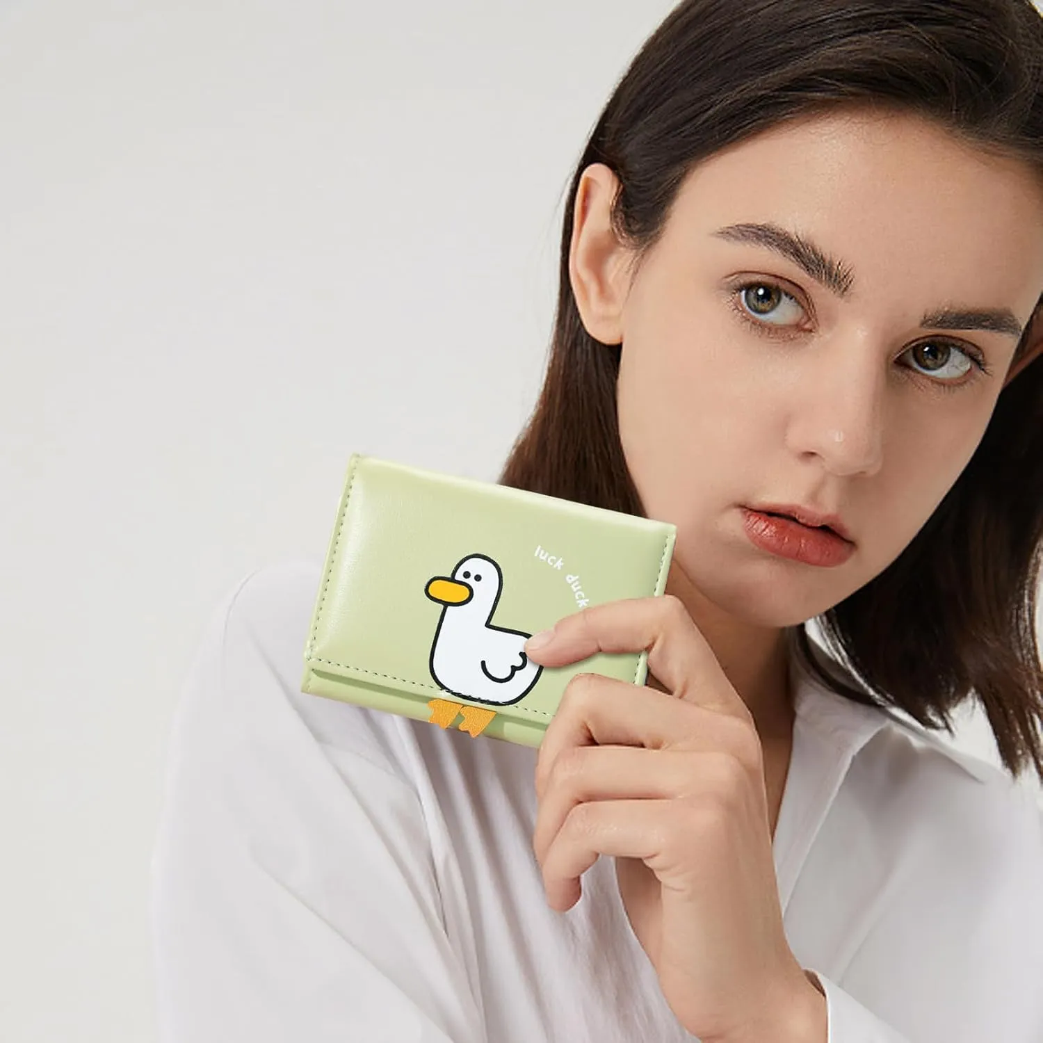 Sunwel Fashion Girls Cute 3D Duck Mini Folding Wallet Tiny Wallet Cash Pocket Card Holder ID Window Purse for Women