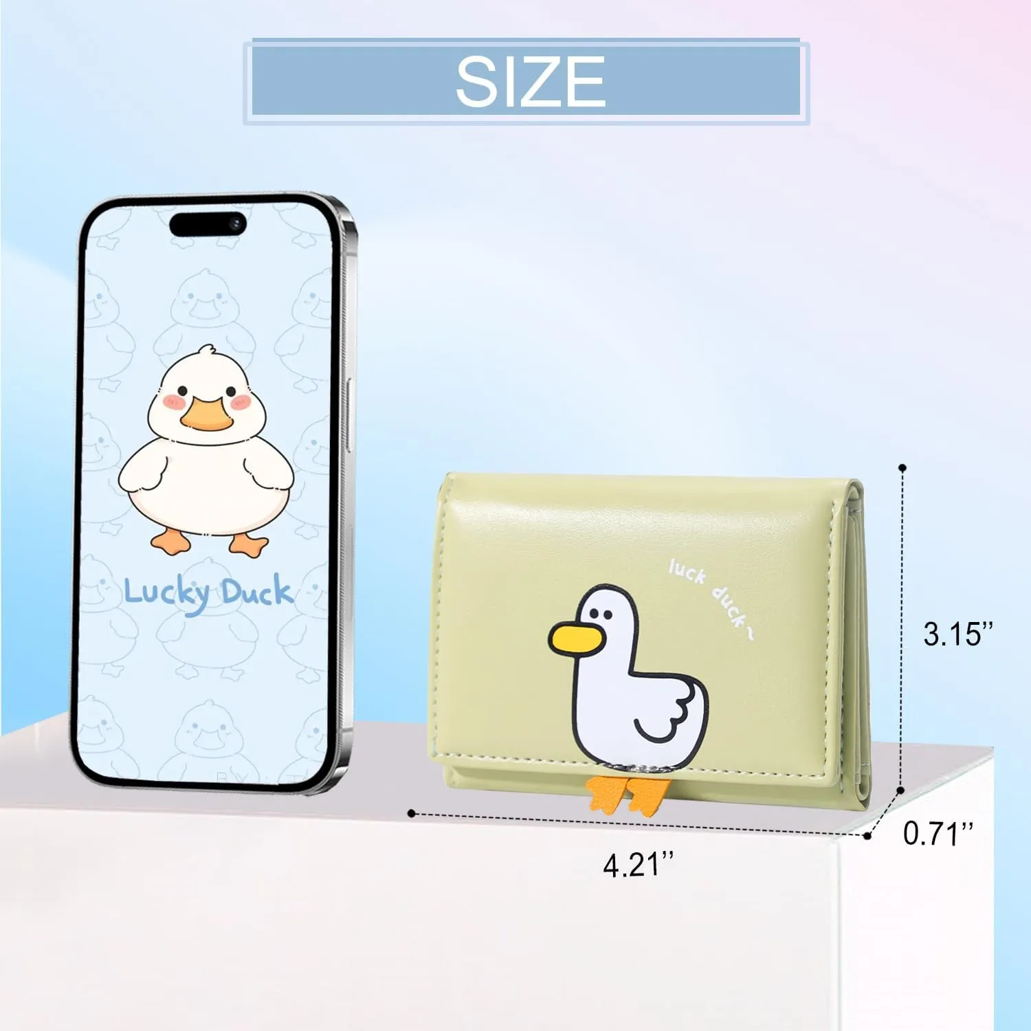 Sunwel Fashion Girls Cute 3D Duck Mini Folding Wallet Tiny Wallet Cash Pocket Card Holder ID Window Purse for Women