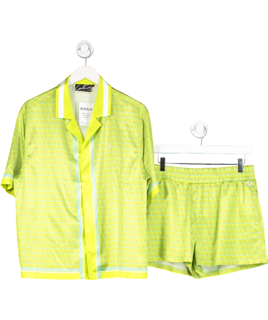 The Couture Club Green Eblem Printed Resort Shirt Uk 10 And Shorts UK 12