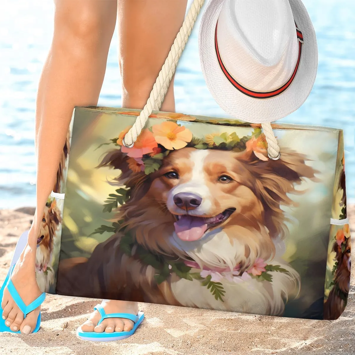 Tote Beach Bag for Women Large Zipper Beach Bags Waterproof Sandproof Cute Owls Gym Swim Pool Travel Bag
