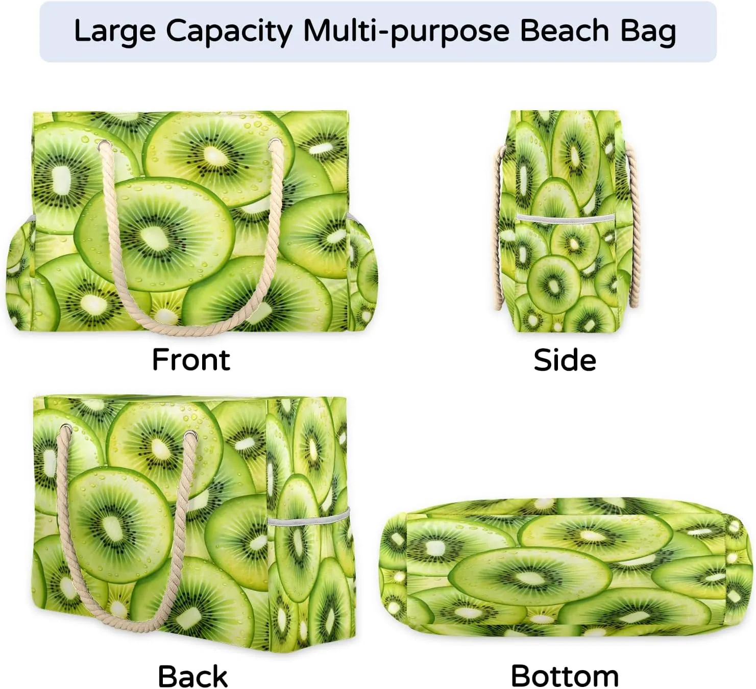 Tote Beach Bag for Women Large Zipper Beach Bags Waterproof Sandproof Cute Owls Gym Swim Pool Travel Bag