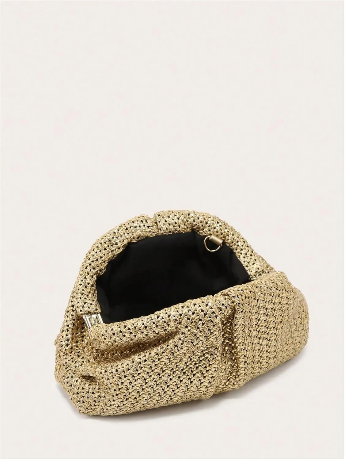 Verdusa Women's Straw Woven Clutch Handbags Striped Dumpling Clutch Purses