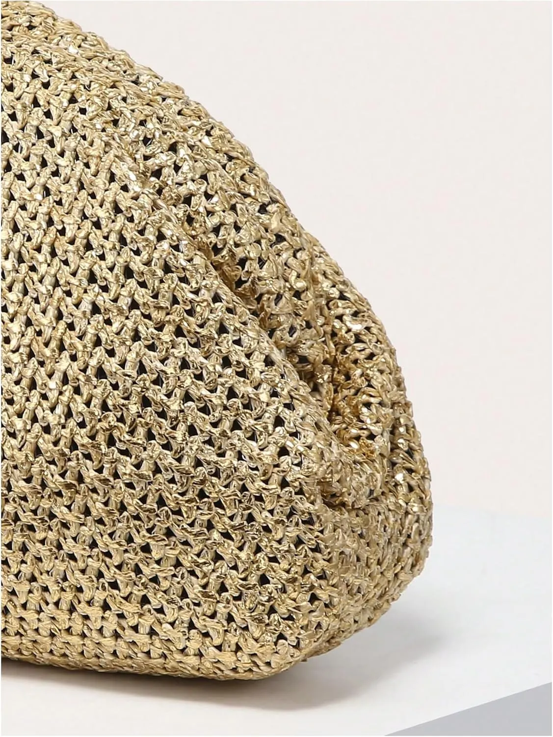Verdusa Women's Straw Woven Clutch Handbags Striped Dumpling Clutch Purses