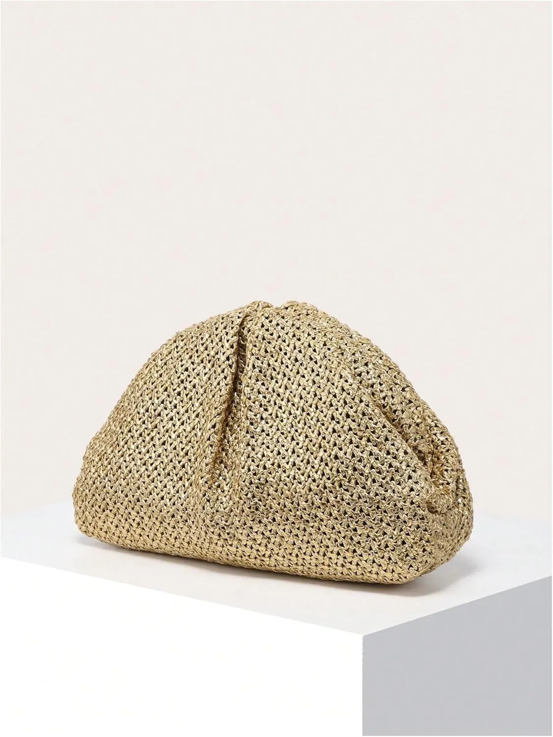 Verdusa Women's Straw Woven Clutch Handbags Striped Dumpling Clutch Purses