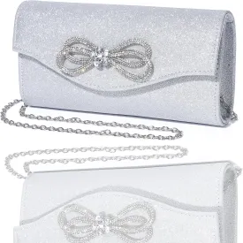 Women Diamond Bow Evening Bag Rhinestone Clutch Purse Wedding Prom Purse Formal Cocktail Party Handbag