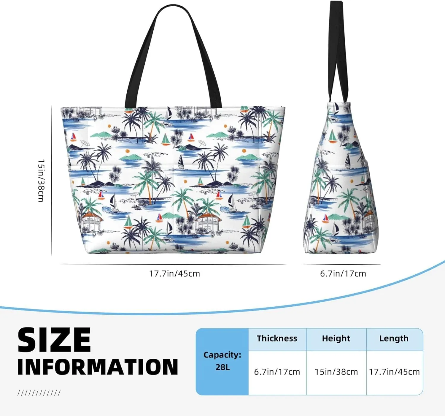 Women's Large Beach Bag Waterproof Travel Tote Bag with Pocket Sandproof Foldable Weekender Bags for Pool Vacation