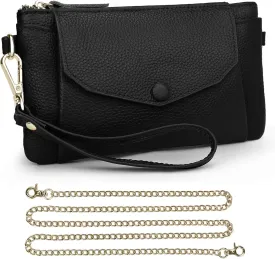 YALUXE Genuine Leather Wristlet Purses for Women Envelope Style Clutch Handbag Wallet with Phone Pocket Card Holder