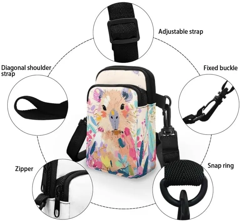 Zip Small Crossbody Bag for Women, Cartoon Cats Puppy Small Crossbody Phone Purse Wallet Bag Shoulder Fanny Pack