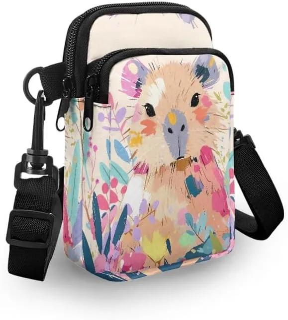 Zip Small Crossbody Bag for Women, Cartoon Cats Puppy Small Crossbody Phone Purse Wallet Bag Shoulder Fanny Pack