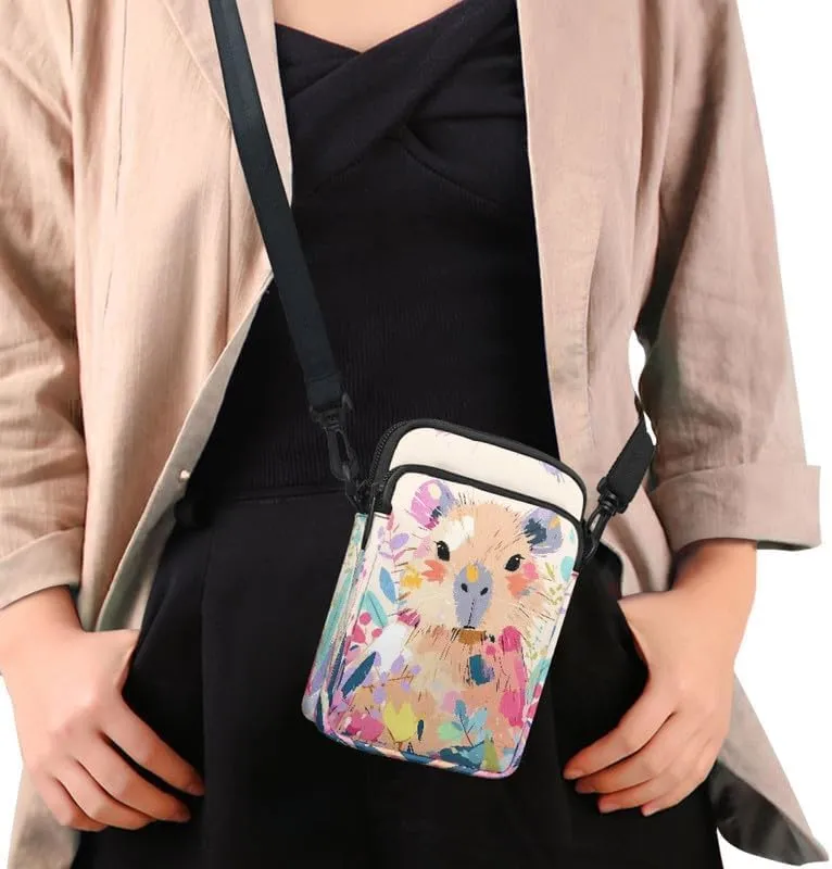 Zip Small Crossbody Bag for Women, Cartoon Cats Puppy Small Crossbody Phone Purse Wallet Bag Shoulder Fanny Pack