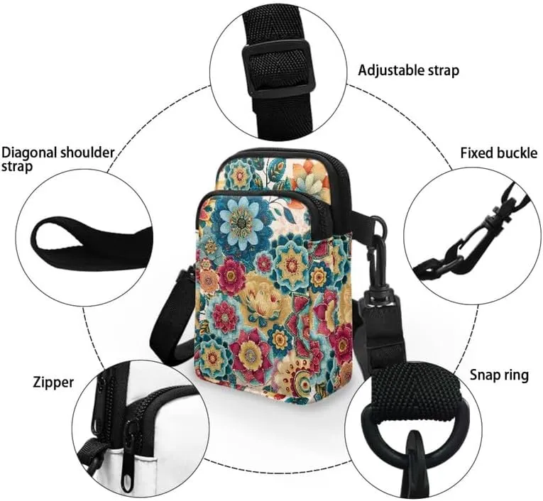 Zip Small Crossbody Bag for Women, Cartoon Cats Puppy Small Crossbody Phone Purse Wallet Bag Shoulder Fanny Pack