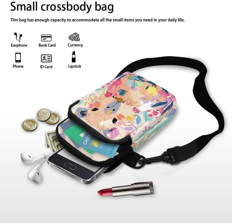 Zip Small Crossbody Bag for Women, Cartoon Cats Puppy Small Crossbody Phone Purse Wallet Bag Shoulder Fanny Pack