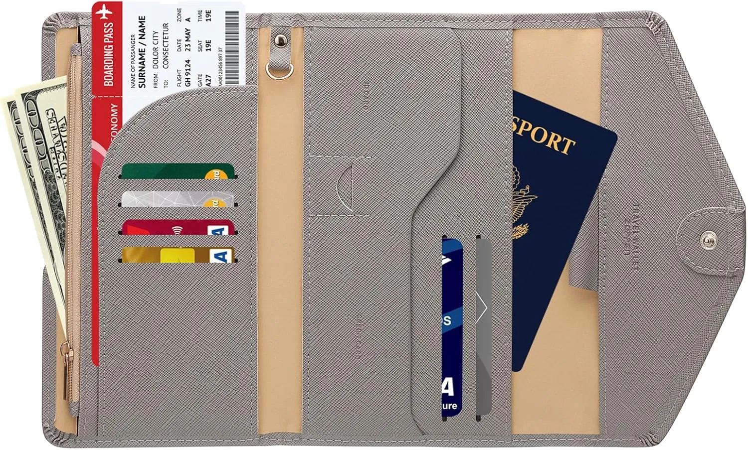 ZOPPEN Mulit-purpose Rfid Blocking Passport Holder Travel Wallet (Ver.4) Passport and Vaccine Card Holder ComboTri-fold Document Organizer Travel Essentials
